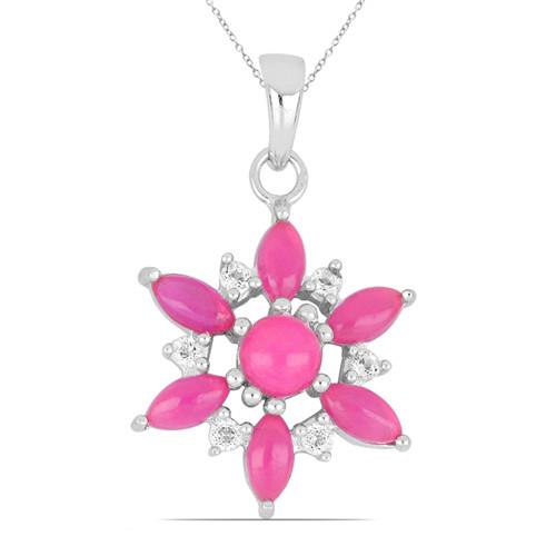 BUY 925 STERLING SILVER NATURAL PINK ETHIOPIAN OPAL & WHITE ZIRCON GEMSTONE PENDANT